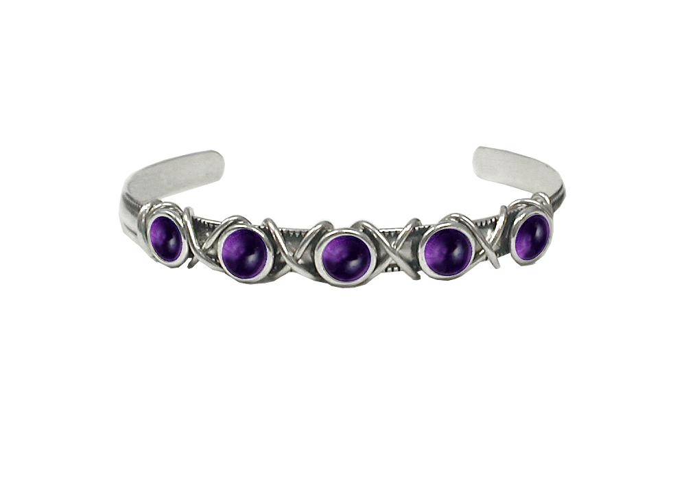 Sterling Silver Cuff Bracelet With Amethyst
